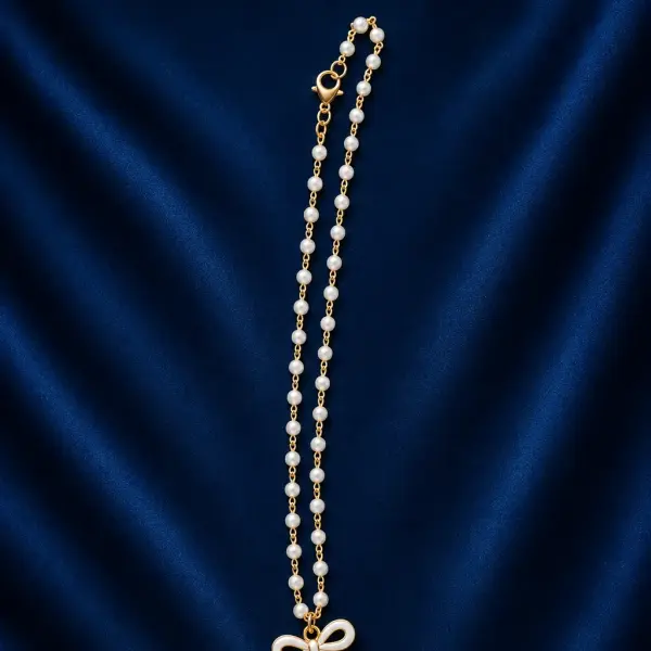 Pearl Bow Chain Necklace – Elegant Minimal Charm Jewelry