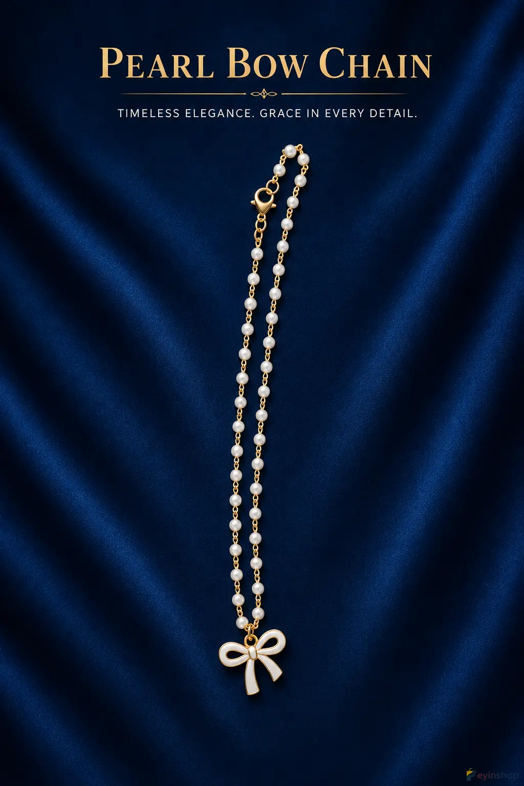 Pearl Bow Chain Necklace – Elegant Minimal Charm Jewelry